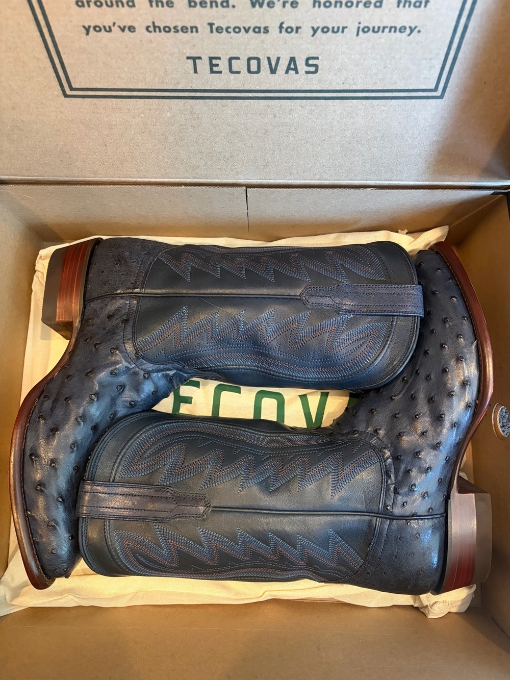 LIMITED RELEASE Tecovas Wyatt Arctic Blue Handmade Cowboy Boots - Picture 2 of 8